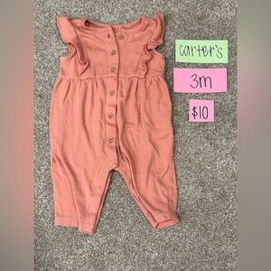 Carter's Coral Button-Up Romper, 3 months